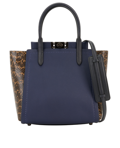 Troupe Tote, &pound;210, Handbags, Blue/Brown, Leather/Snake, Front view